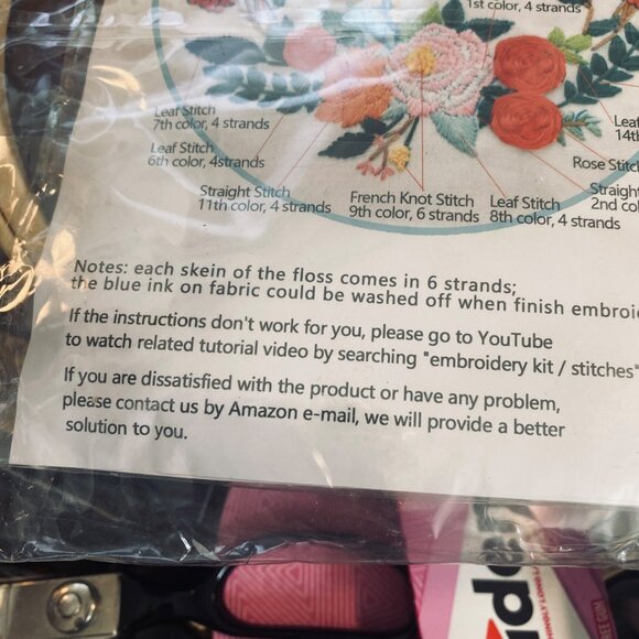 Embroidery Stitches Kit With Hoop & Step-By-Step Guide For Beginners - Picture 3 of 5